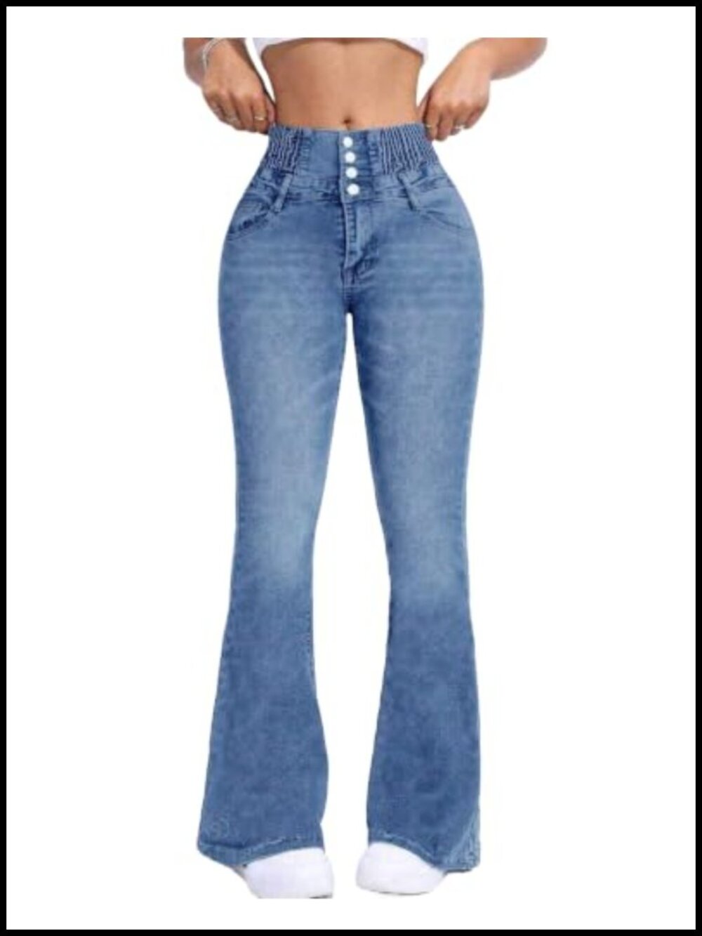 High Waisted Flare Jeans Wide Leg Bell Bottoms Stretchy Denim Pants